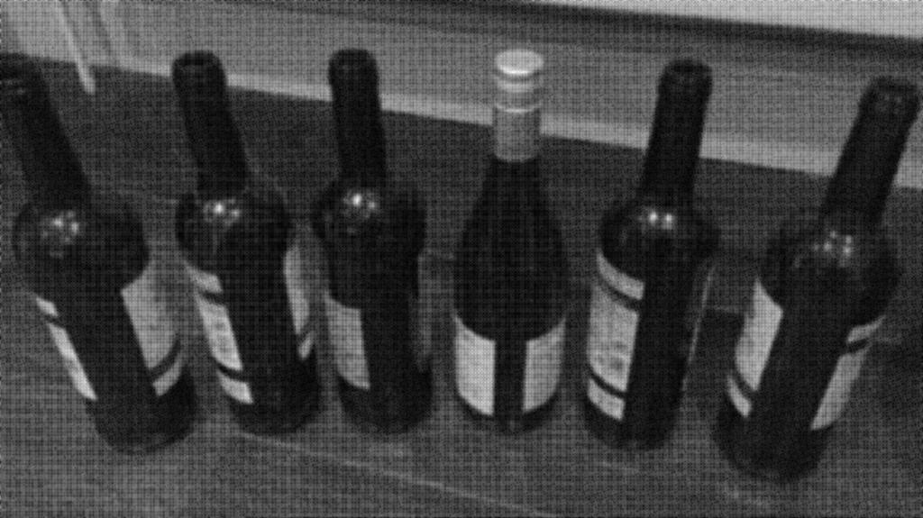 Wine bottles lined up